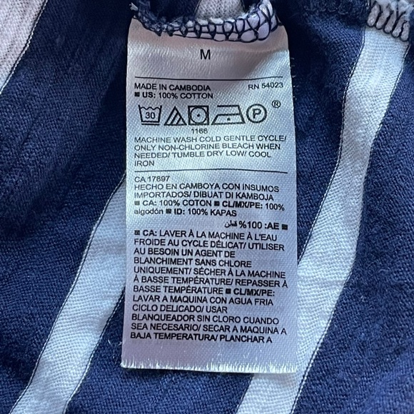 Old Navy off the shoulder ruffled collar blue & white striped top - Picture 7 of 7